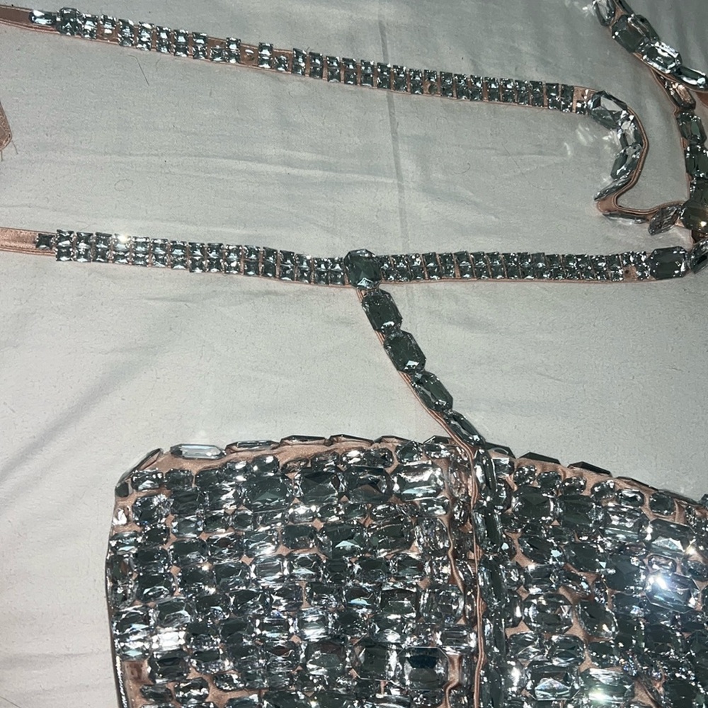 Kim Kardashian Inspired Embellished Diamond Chain Crop Top